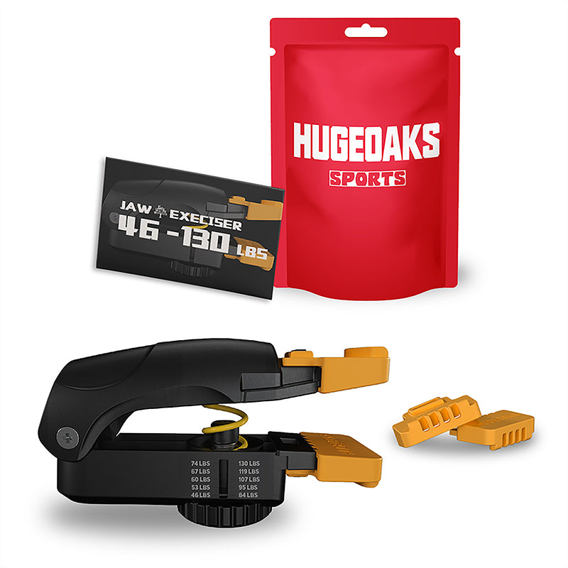 HUGEOAKS Resistance Adjustable Jaw Exerciser for Men and Women, 46-130 LBS, Jaw, Face and Neck Exerciser, Powerful Jawline Trainer for Beginners, Intermediate and Advanced Users - Slims and Trims the Face