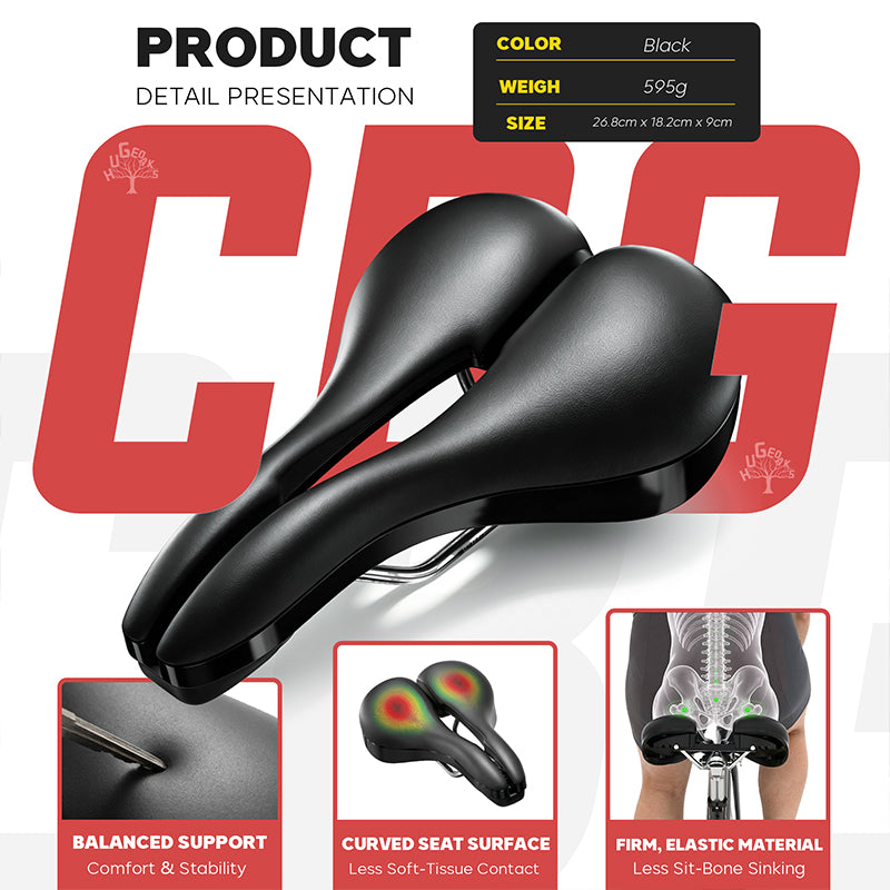 HUGEOKAS CBG Width Adjustable Gel Bike Seat - Comfortable Prostate Friendly, Medium Firm, Reduces Numbness, Bicycle Saddle Suitable for Mountain, Road, City and Stationary Exercise Bikes