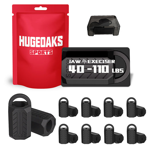 HUGEOAKS Jaw Exerciser for Men and Women, 40-110 LBS, 8 Resistance Levels (16 Count), Silicone Jawline Exercise Tablets, Powerful Jawline Trainer for Beginners, Intermediate and Advanced Users - Slims and Tone the Face