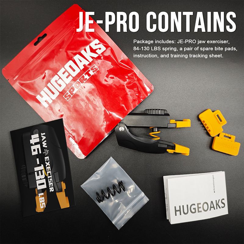 HUGEOAKS Resistance Adjustable Jaw Exerciser for Men and Women, 46-130 LBS, Jaw, Face and Neck Exerciser, Powerful Jawline Trainer for Beginners, Intermediate and Advanced Users - Slims and Trims the Face