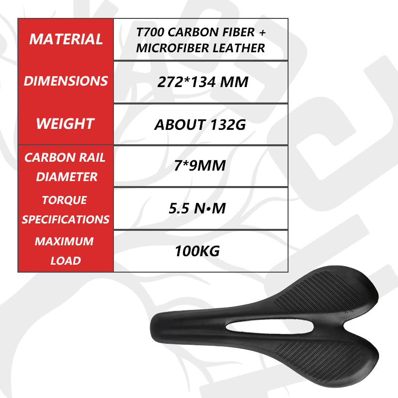 HUGEOAKS Bike Seat, Lightweight Road Bike Saddle, Comfortable Bike Seat, Carbon Fiber Bike Saddle, Microfiber Leather Soft Saddle