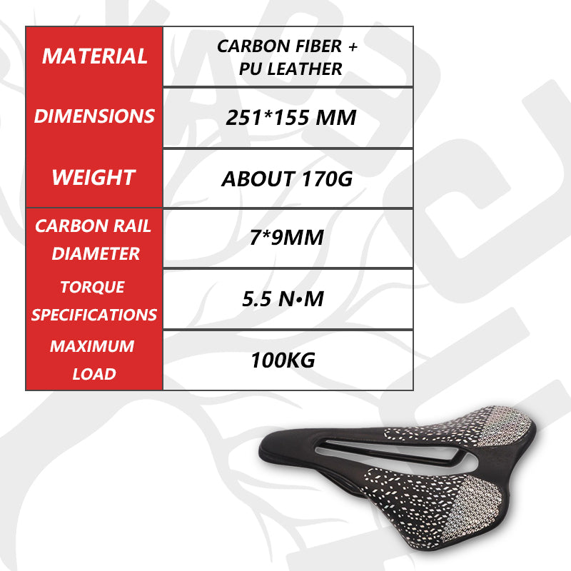 HUGEOAKS Bike Seat, Lightweight Road Bike Saddle, Comfortable Bike Seat, 3K Glossy Carbon Fiber Bike Saddle