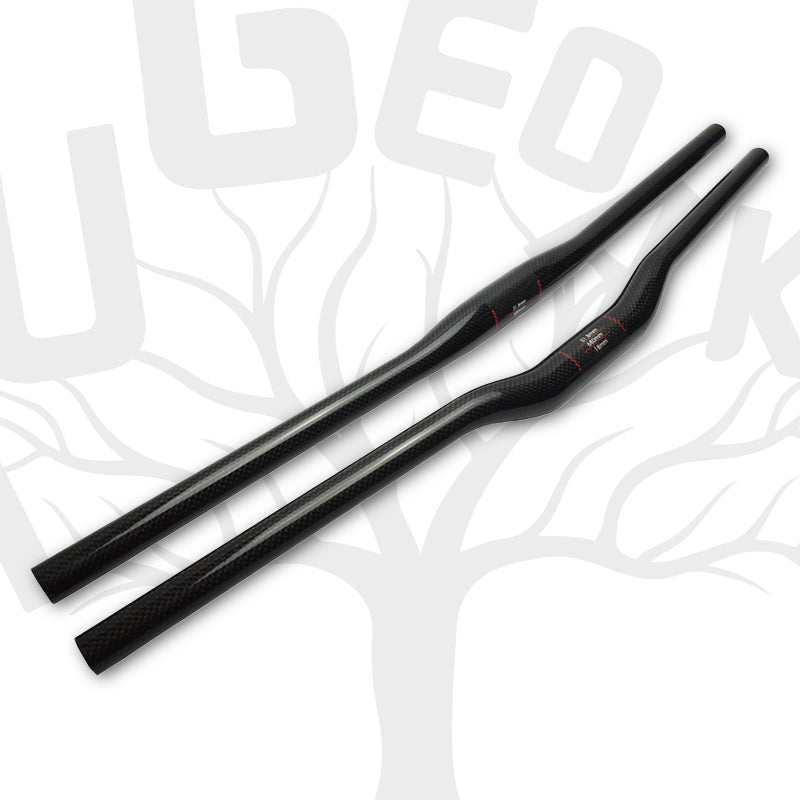 HUGEOAKS Full Carbon Fiber MTB Handlebar, 31.8mm Mountain Bike Handlebars, 580-700 mm Riser/Flat Bars, 3K Glossy Handlebars Suitable for Most Mountain Bike, Cross Country Bike