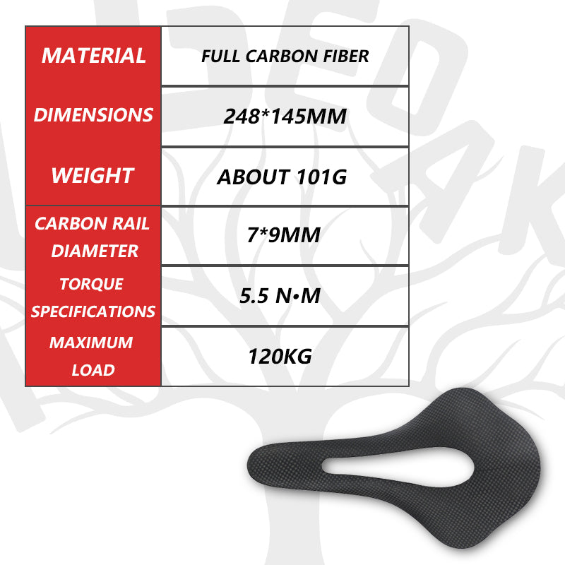 HUGEOAKS Bike Seat, Lightweight Road Bike Saddle, Comfortable Bike Seat, Full Carbon Fiber Bike Saddle